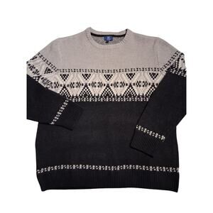 George Mens size XL Color Block Fair Aisle Crew‎ Neck Sweater Grungecore Grandpa